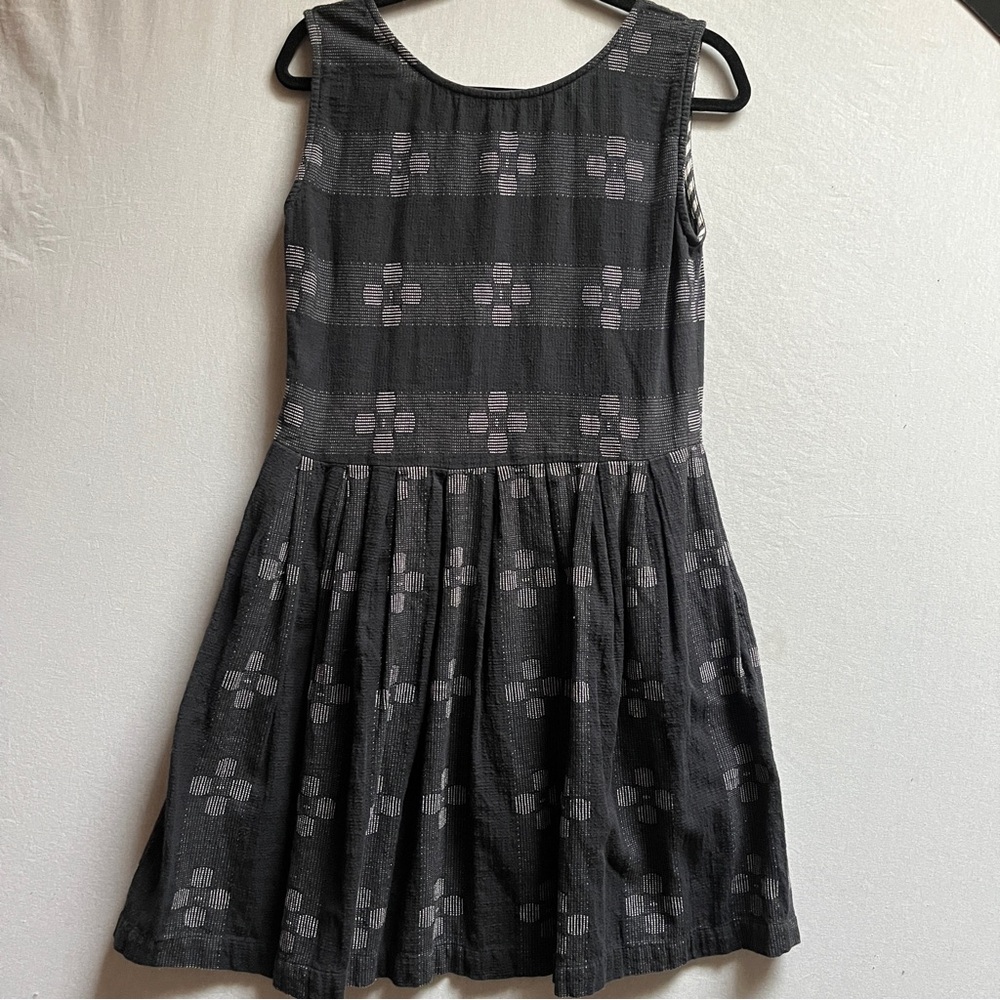 Ace & Jig Black Textured Floral Fit-and-Flare Dress